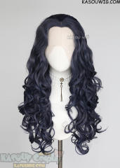Lace Front>> Deep Blue 75cm long middle parting curly wig LFL-1/SP03