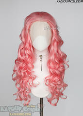 Lace Front>> Light Pink 75cm long middle parting curly wig LFL-1/KA033