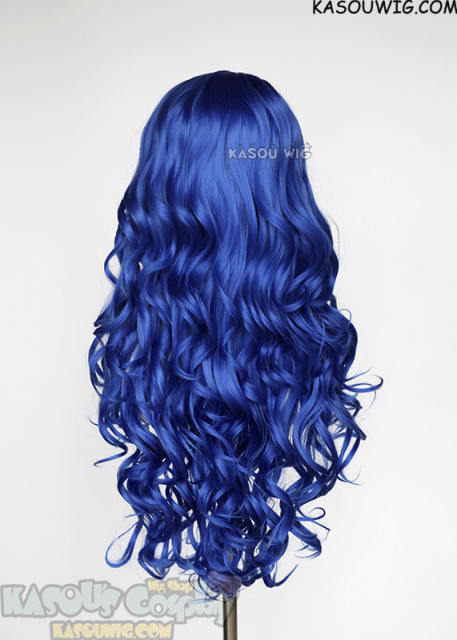 Lace Front>> Royal Blue 75cm long middle parting curly wig LFL-1/KA050