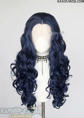 Lace Front>> Dark Blue 75cm long middle parting curly wig LFL-1/SP10