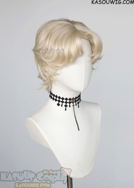 Alien Stage Luka short platinum blonde middle parted curly wig