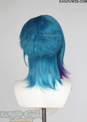 Lace Front >>> Arcane S2 Jinx short blue wig with purple streaks