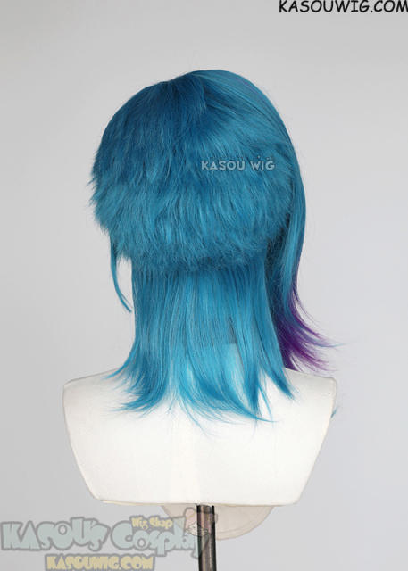 Lace Front >>> Arcane S2 Jinx short blue wig with purple streaks
