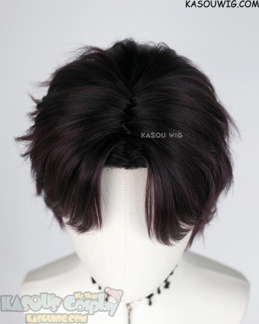 Love and Deepspace Rafayel deep purple short wavy wig