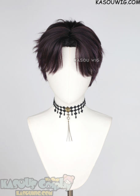 Love and Deepspace Rafayel deep purple short wavy wig