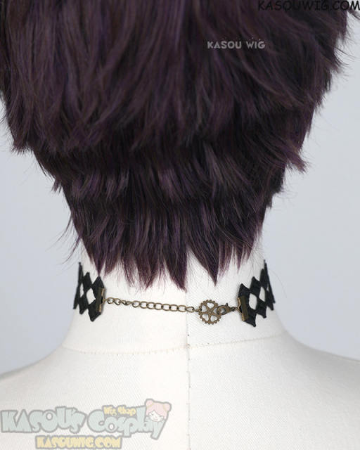 Love and Deepspace Rafayel deep purple short wavy wig