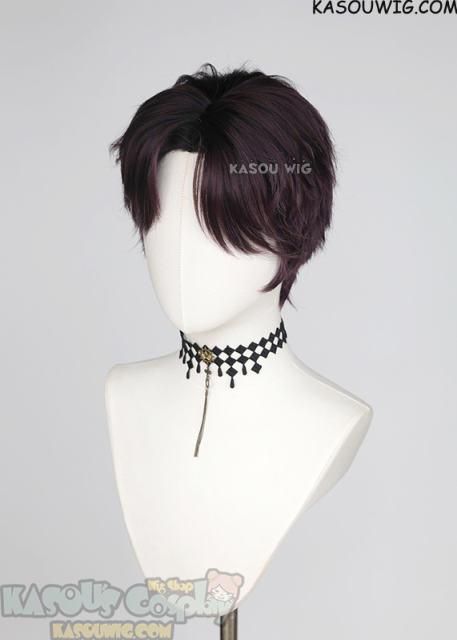 Love and Deepspace Rafayel deep purple short wavy wig