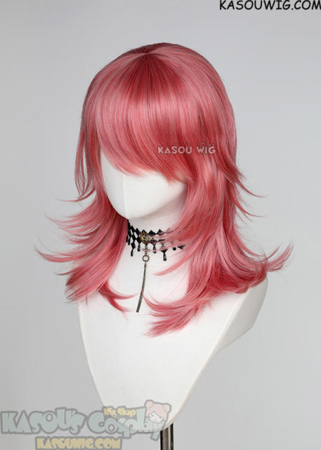 M-3 KA036 Rose Pink 52cm long layered choppy wig