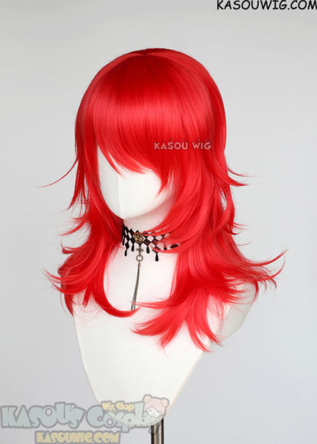 M-3 KA039 Bright Red 52cm long layered choppy wig