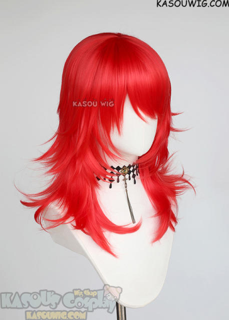 M-3 KA039 Bright Red 52cm long layered choppy wig