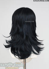 M-3 KA052 Black Blue 52cm long layered choppy wig