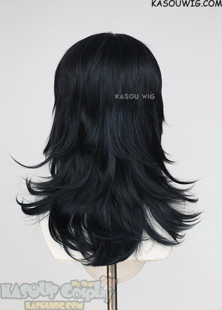M-3 KA052 Black Blue 52cm long layered choppy wig