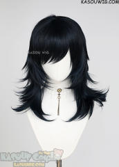 M-3 KA052 Black Blue 52cm long layered choppy wig