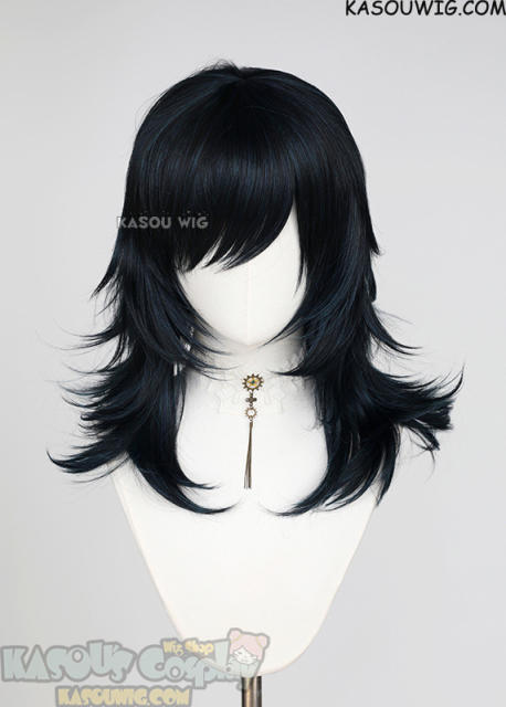 M-3 KA052 Black Blue 52cm long layered choppy wig