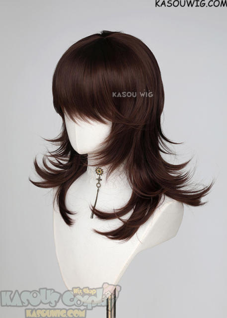 M-3 SP07 Chocolate Brown 52cm long layered choppy wig