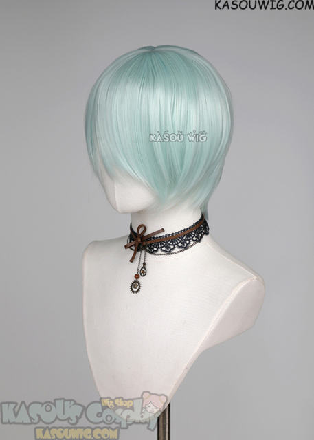 S-2 / SP16 pastel mint green short bob smooth cosplay wig with long bangs