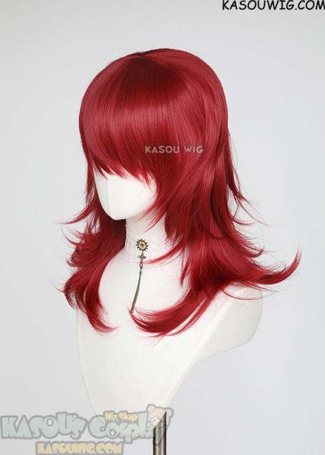 M-3 SP28 Crimson Red 52cm long layered choppy wig