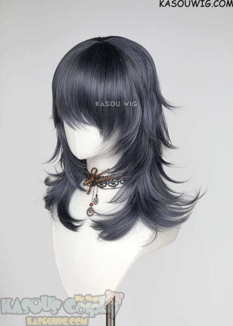 M-3 SP29 Bluish Gray 52cm long layered choppy wig