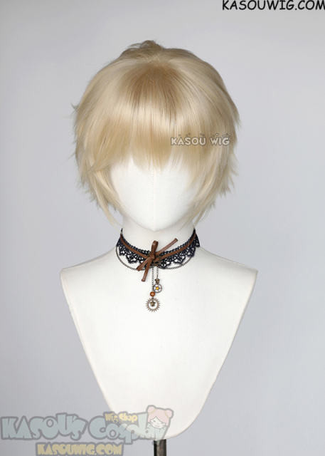 S-1 / KA006 >>31cm / 12.2" short light blonde layered wig, easy to style,Hiperlon fiber
