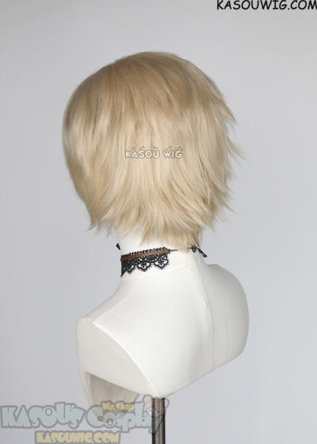 S-1 / KA006 >>31cm / 12.2" short light blonde layered wig, easy to style,Hiperlon fiber