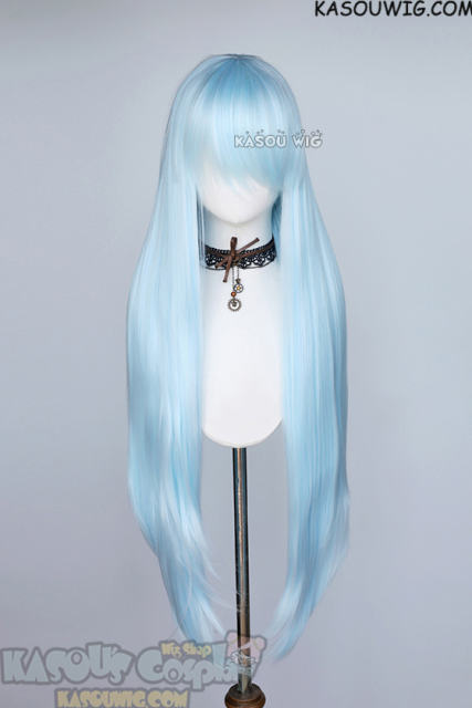 L-4 KA045 100cm/39.5" long straight versatile Light Cyan wig