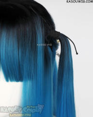 The Hundred Line-Last Defense Academy Darumi Amemiya pigtails black blue ombre 3-tone straight wig