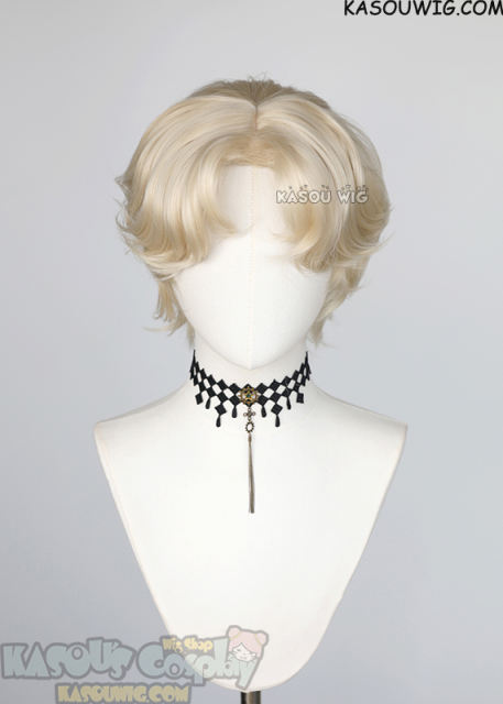 Alien Stage Luka short platinum blonde middle parted curly wig