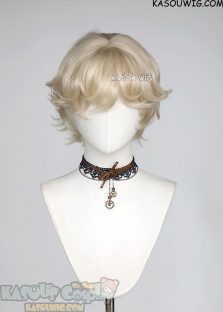 Alien Stage Luka short platinum blonde middle parted curly wig