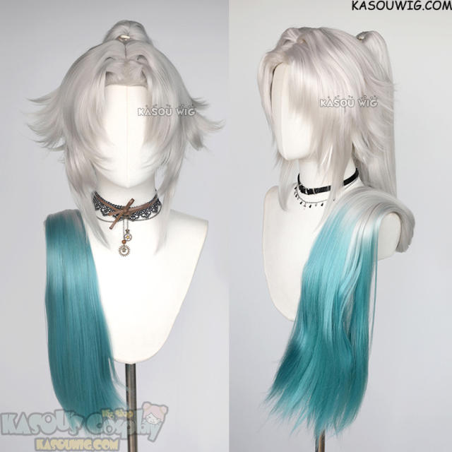 【2 Colors】Honkai: Star Rail Feixiao 110cm long ponytail wig dyed teal ponytail