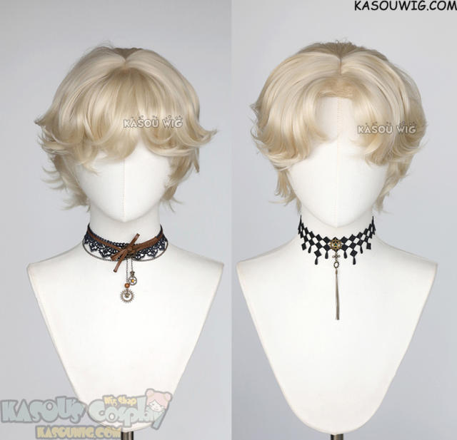 Alien Stage Luka short platinum blonde middle parted curly wig
