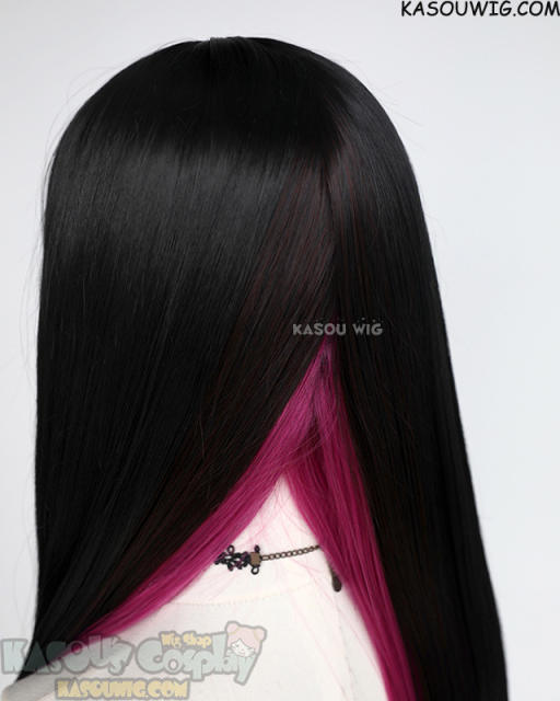 Rock is a Lady's Modesty Otoha Kurogane long straight black pink wig