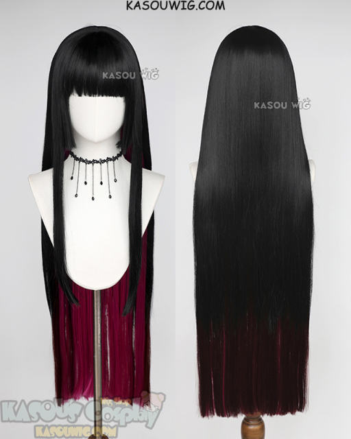 Rock is a Lady's Modesty Otoha Kurogane long straight black pink wig