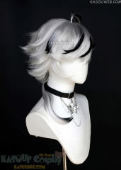 NU: Carnival Blade silver white flippy short wig with black highlights