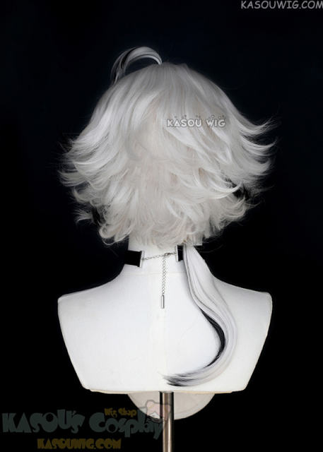 NU: Carnival Blade silver white flippy short wig with black highlights