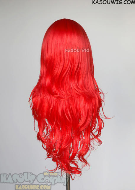 L-3 / KA039 Bright Red long layers loose waves wig