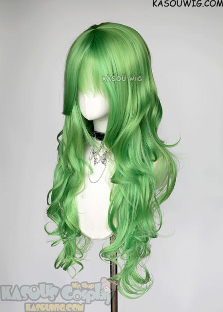 L-3 / KA060 Light Green long layers loose waves wig