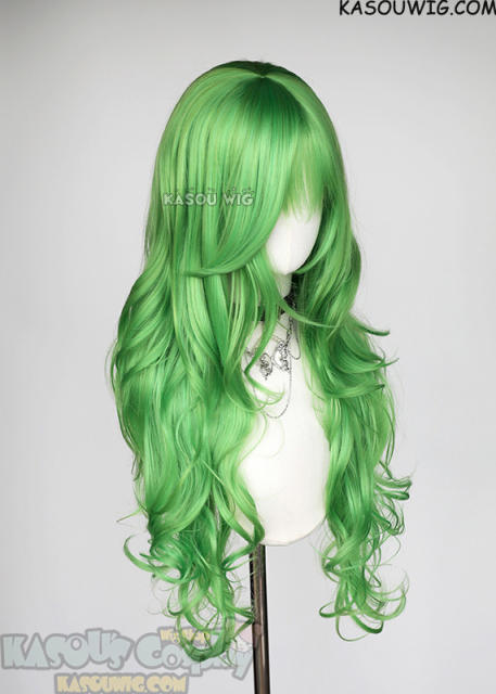 L-3 / KA060 Light Green long layers loose waves wig