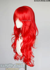 L-3 / KA039 Bright Red long layers loose waves wig
