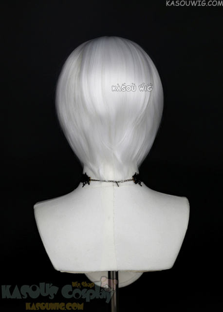 S-2 / KA001 snow white short bob smooth cosplay wig with long bangs