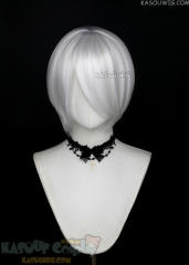 S-2 / KA001 snow white short bob smooth cosplay wig with long bangs