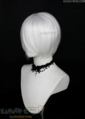 S-2 / KA001 snow white short bob smooth cosplay wig with long bangs