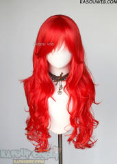L-3 / KA039 Bright Red long layers loose waves wig
