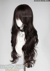 L-3 / KA031 Deepest Brown long layers loose waves wig
