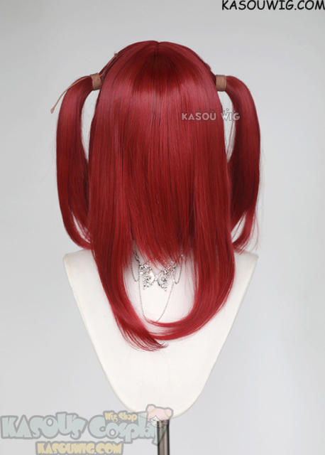 M-2/ SP28 ┇ 50CM / 19.7" crimson red pigtails base wig with long bangs.