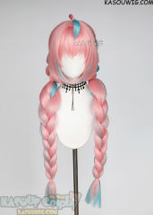 [Pre-Crimped] Genshin Impact Varesa 90cm long braid pigtails pink wig with teal streaks