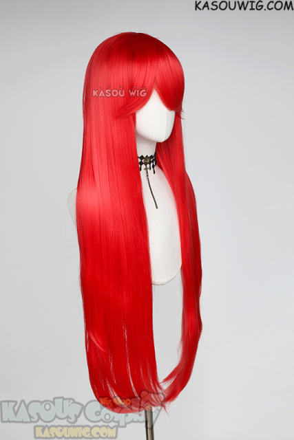 L-4 KA039 100cm/39.5" long straight versatile Bright Red wig