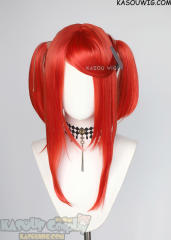 M-2/ KA040┇50CM / 19.7" Vermillion Red pigtail base wig with long bangs