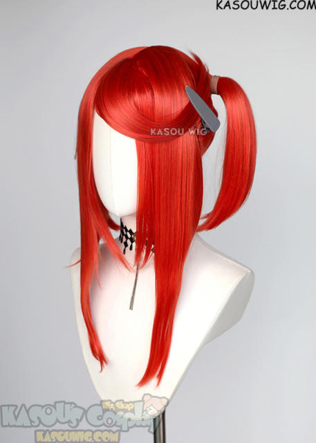 M-2/ KA040┇50CM / 19.7" Vermillion Red pigtail base wig with long bangs