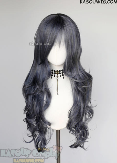 L-3 / SP29 Bluish Gray long layers loose waves wig
