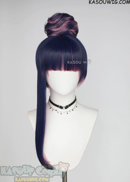 Panty and Stocking with Garterbelt Stocking blue pink bun wig